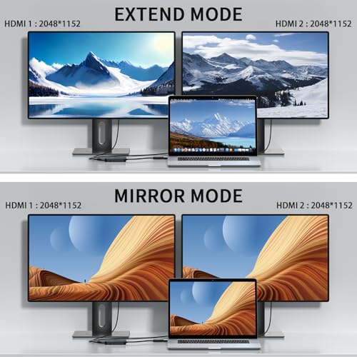 Image of Giq HDMI Splitter Extended Display for Dual Monitor, Dual 2K@60Hz Universal Video Graphics USB to Dual HDMI Adapter for USB 3.0 /USB-C Adapter, Compatible with USB4,Windows and Mac