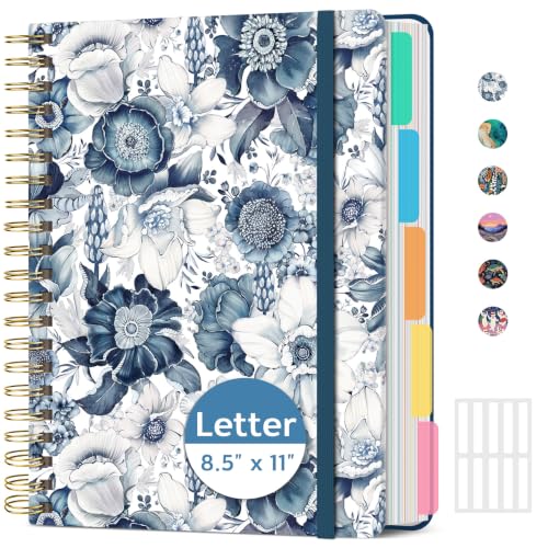 ZOTIA Large Spiral Notebooks for Work 5 Subject with Removable Dividers