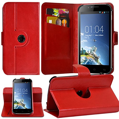 Seluxion - Etui de Protection avec Attaches Support 360 degrès Universel L Couleur Rouge pour Wiko Ufeel/Lite