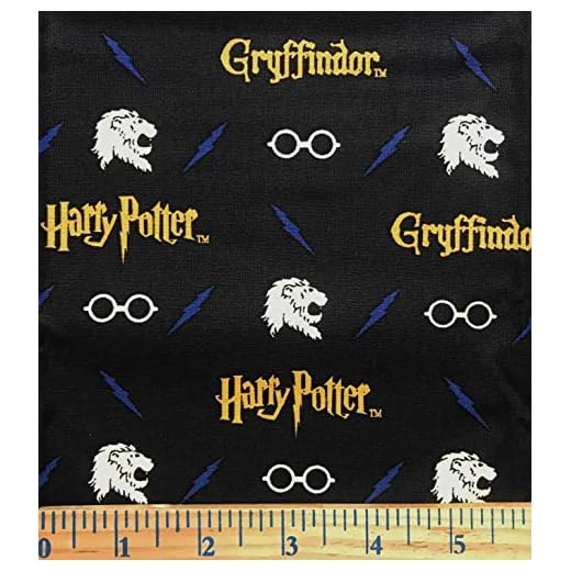 1 Yard - Harry Potter Gryffindor Lion on Black Cotton Fabric - Officially Licensed (Great for Quilting, Sewing, Craft Projects, Throw Pillows & More) 1 Yard X 44" Wide