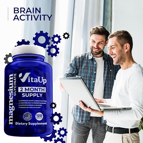 Vitaup Magnesium Glycinate 200Mg - Usa Made Magnesium Bisglycinate - Stress Relief & Heart, Muscle, Metabolism, Joint Support - Magnesium Glycinate Capsules - Non-Gmo, Gluten Free - 120 Vegan Capsules #TOP4