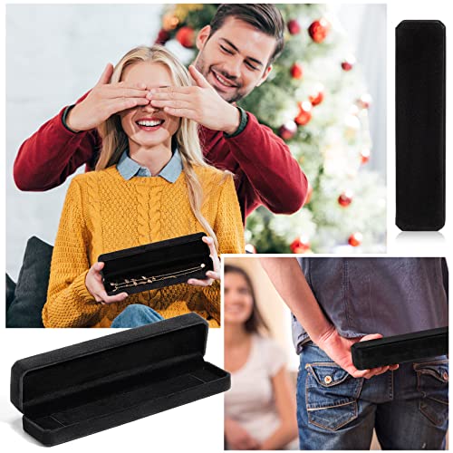 24 Pieces Velvet Bracelet Box Set Long Jewelry Box Necklace Boxes Storage Chain Gift Box Luxury Pendant Display Case For Wedding Engagement Christmas Anniversaries Birthday Gift Wrapping (Black) #TOP4