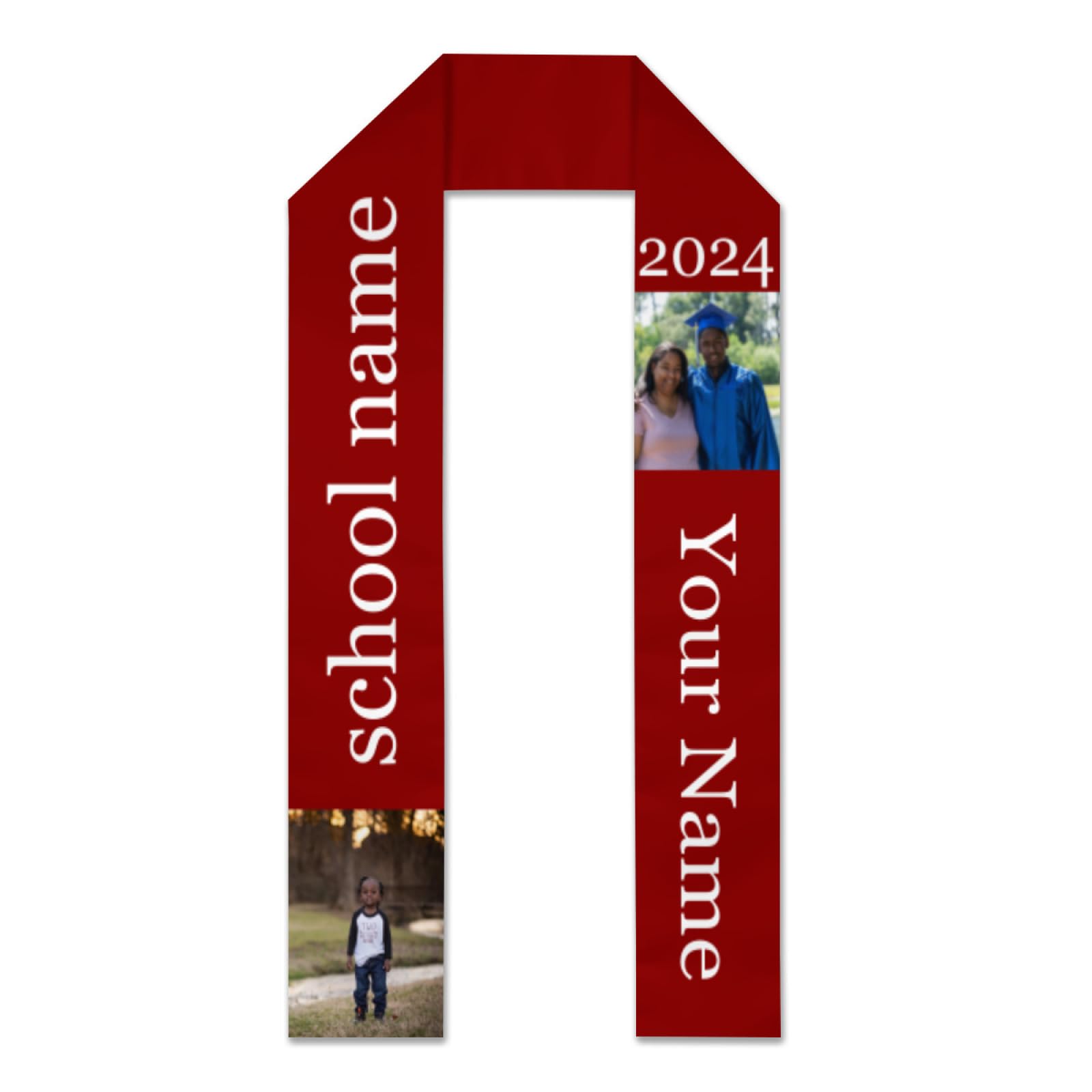 NDLIULY Custom Graduation Sash for Class of 2024, Personalized Stole with School Name/Photos, Customized Graduation Shawl (square corn)