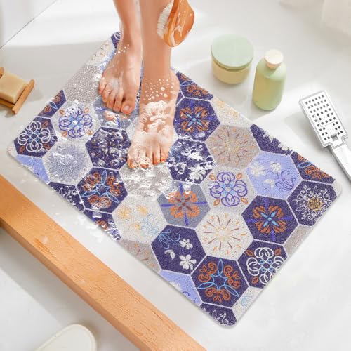 Shower Mat Non Slip 40x60cm, Soft Comfort Bath Mat with Drai