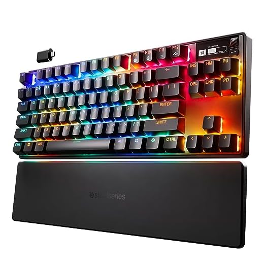 Novo SteelSeries Apex Pro TKL Wireless 2023 Ed. – Teclado mecânico para jogos mais rápido do mundo – atuação ajustável – Esports Tenkeyless – Tela OLED – Teclas PBT – Bluetooth 5.0 – 2,4 GHz – USB-C