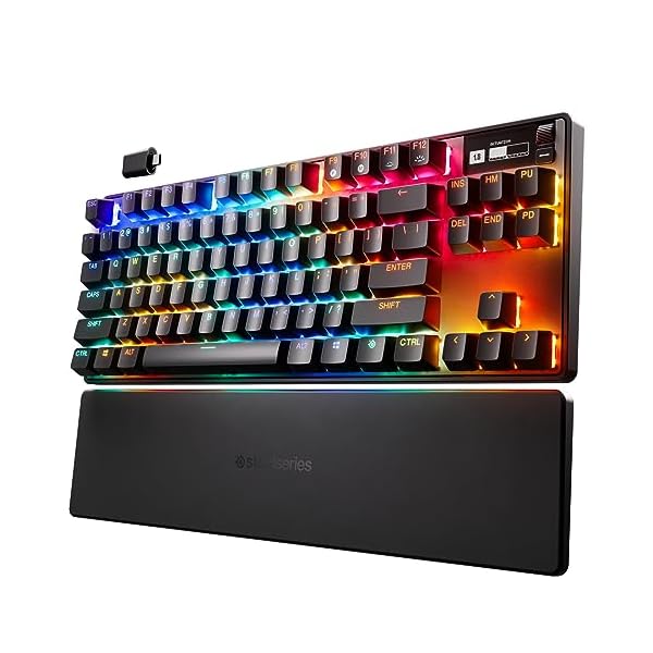 SteelSeries Apex Pro TKL Wireless HyperMagnetic Gaming Keyboard — Esports Tenkeyless — OLED Screen — Adjustable Actuation — PBT Keycaps — Bluetooth — 2.4GHz — USB-C