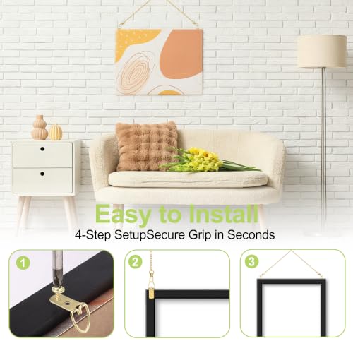 Image of Picture Hanging Kit, 6Pcs Stainless Steel Chains with Hooks & 12Pcs D Ring Picture Hangers for Hanging Mirror Curtain Photo Frame(Gold, 1M)