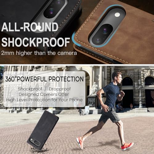 Cracedily for Google Pixel 9 / Pixel 9 Pro Case, Flip Wallet Leather Case with Card Holder Magnetic Closure Shockproof Kickstand Protective Phone Cases Cover for Google Pixel 9 Pro,Black - image 7