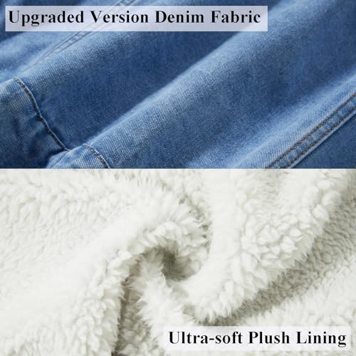 Image of Men's Denim Jacket Vintage-Inspired Jean Jacket with Multiple Pockets - Cotton Blend, Machine Washable