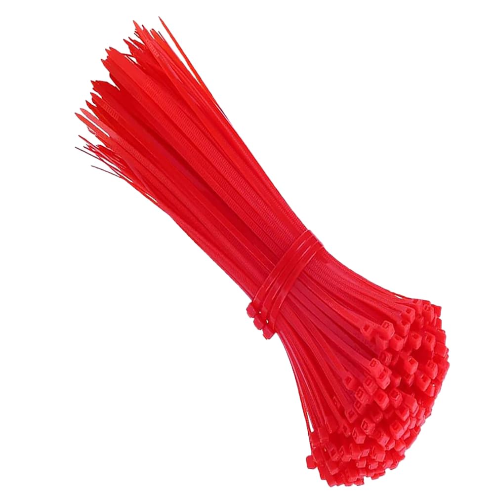 KafTon Pack of 100 Red Cable Zip Ties, UL Nylon, Perfect for PC, Bicycle Tie Wrap DIY Home Wire Vegetable Garden Office (300mm x 4.8mm) Red