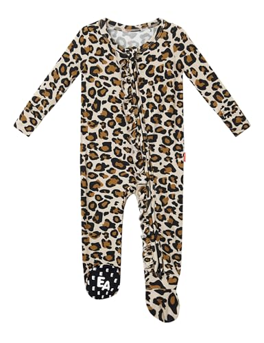 Baby Girls Footed Pajamas Clothes, Bamboo Viscose Sleeper 2 Way Zipper Outfits Newborns Infants