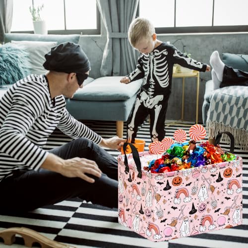 Image of Gost Pattern Halloween Storage Basket Shelf Basket Storage Bin, Nursery Basket Organizer Box for With Handles for Room Deco