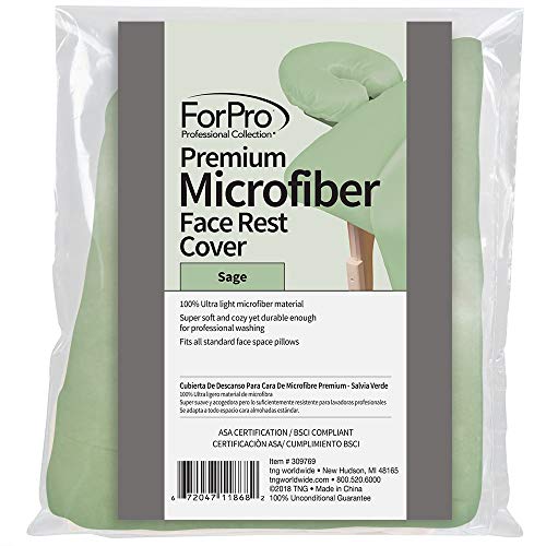 ForPro Premium Microfiber Massage Face Rest Cover, Sage, Ultra-Light, Stain and Wrinkle-Resistant, for Massage Tables