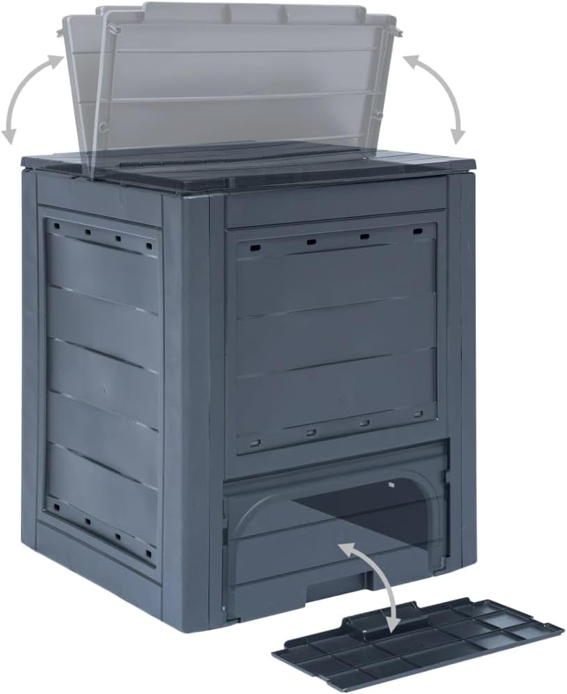 3-Piece Garden Composter Set, Gray Synthetic Plastic 780 Gallon Large Capacity Outdoor Compost Bin for Yard Waste, Efficient Composting