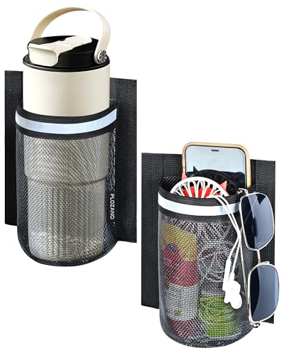 PLOZANO Boat Cup Holder Storage Accessories, 2PCS Boat Organizer Self-Adhesive Universal Mesh Bag for Drinks, Phone, Fishing Tools (6.3