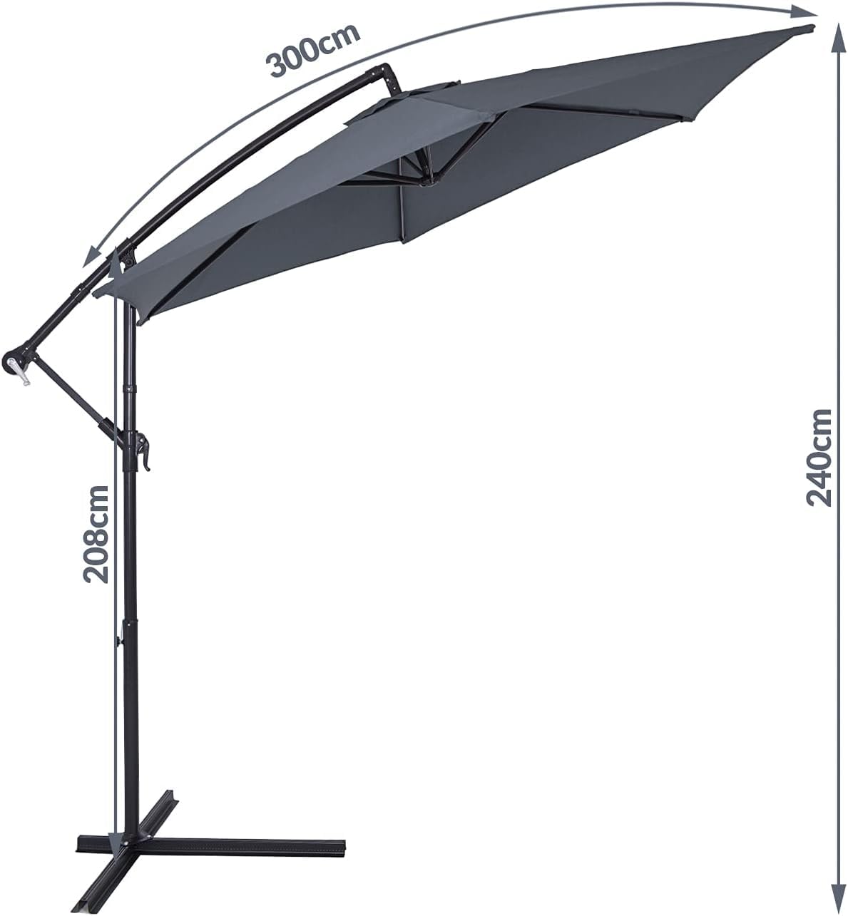 Kingsleeve® Sonnenschirm Sochi UV-Schutz 80+ mit Ständer 330cm Kurbel Alu schwenkbar neigbar Garten Terrasse Balkon 3,3m Ampelschirm UV Groß
