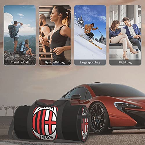 A.C. Milan Foldable Travel Duffel Bag, Waterproof Carry On Luggage Bag, Lightweight Travel Luggage Bag For Sports, Gym, Vacation