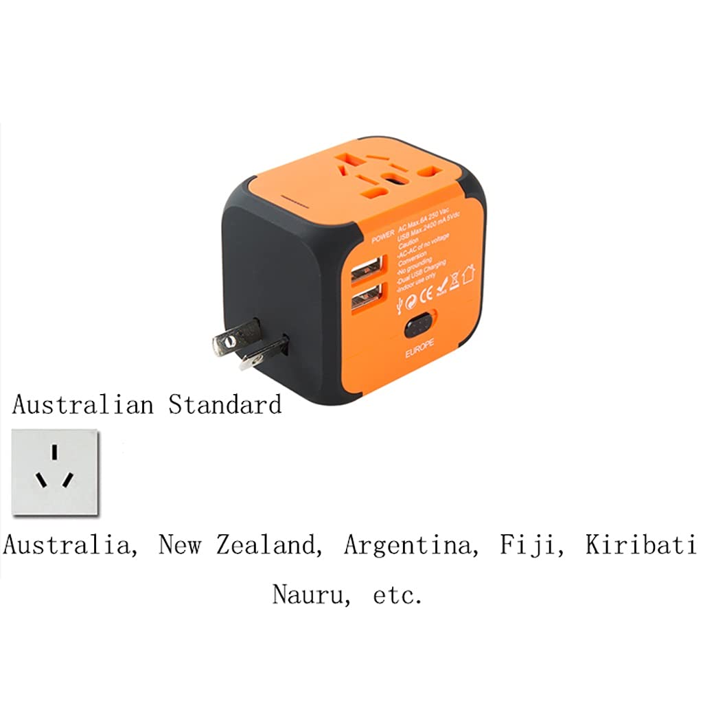 Przenośne podróże Międzynarodowy Gniazdo Konwersji do ładowania, Międzynarodowy Adapter do podróży, Adapter podróży z 2 Usb. Ładowarka (Color : A)