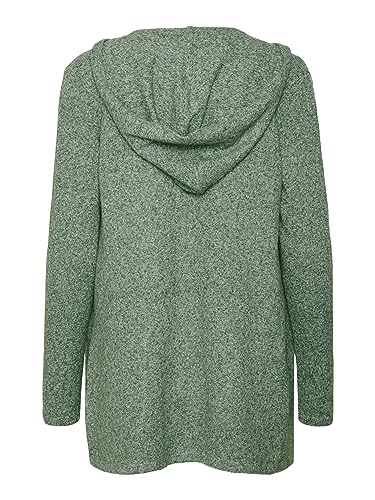 VERO Moda Damen Vmdoffy Ls Open Hood Vest Ga Noos Strickjacke, Riffle Green/Detail: Black Melange ,XS – Ansicht 4