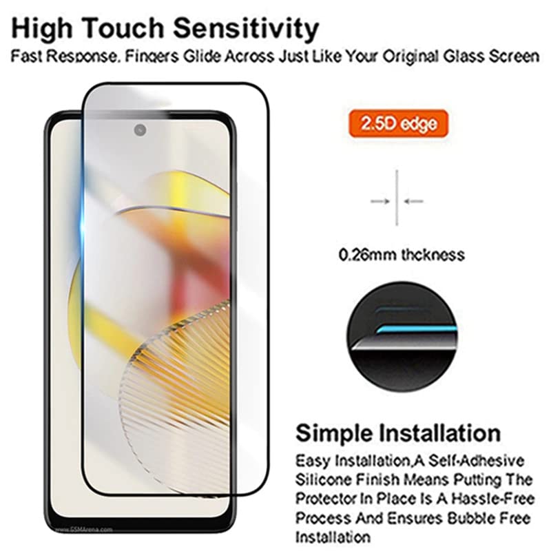 Image of Casodon 5D Tempered Glass Screen Protector Guard for Moto G73 5G with Easy Installation Kit - Black