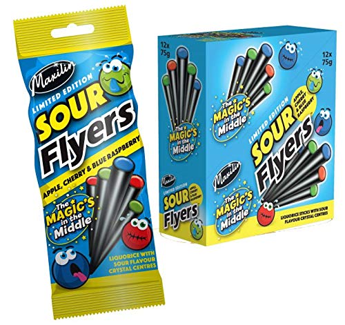 Maxilin Sour Liquorice Flyers 75g (12 Pack)