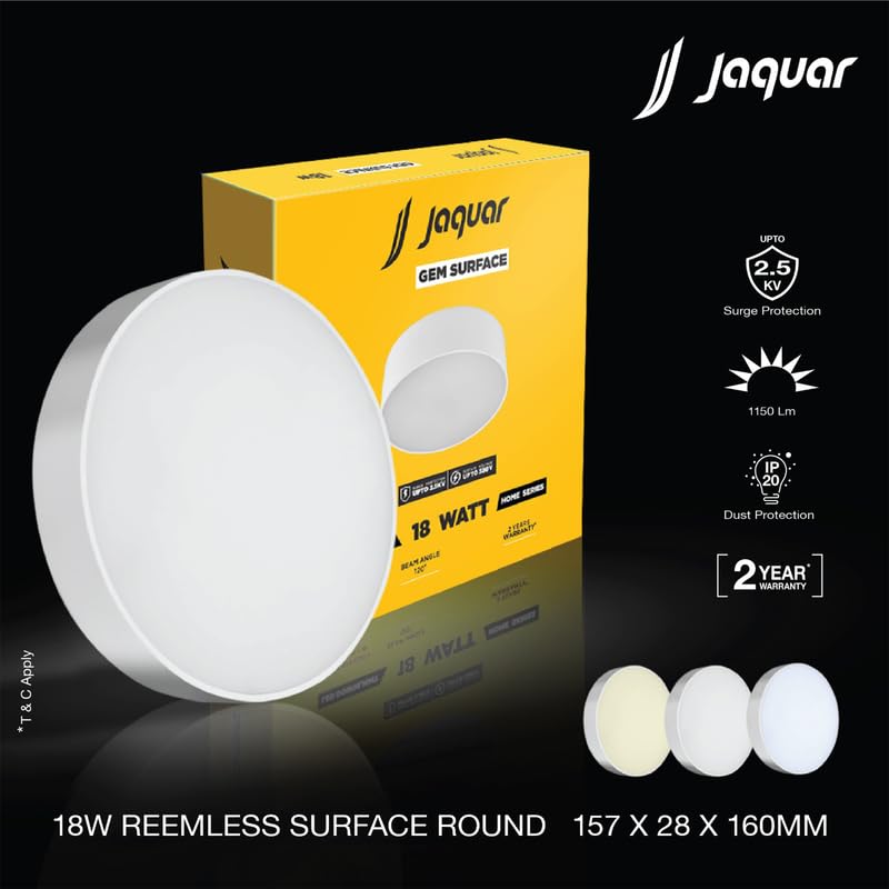 Image of Jaquar 18W Gem Trimless Round Surface Downlight Cool White Pack 10