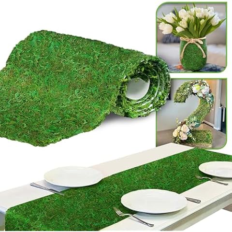 DUSPRO 71"x11" Moss Table Runner, Moss Carpet for Green Moss Wall, Moss Table Runner for Table Decoration, Mossy Mat Peel and Stick Moss Sheet, Moss Roll for Fairy Garden Moss, Moss Sheets for Crafts Cover