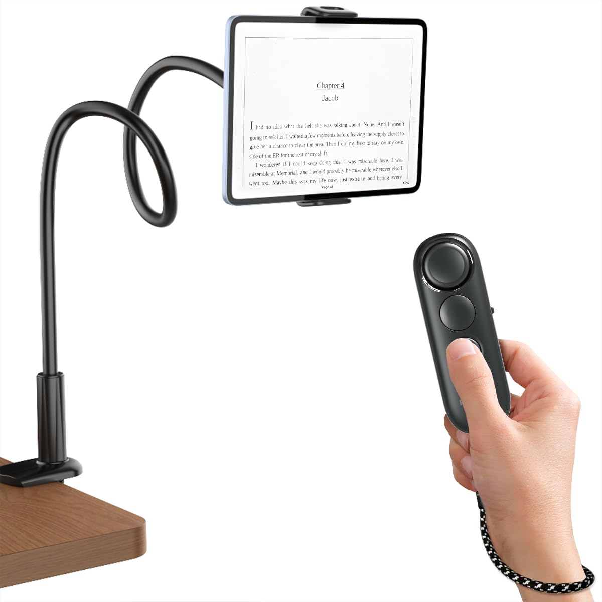 Mando a Distancia Bluetooth con Soporte para Aplicación de Lectura, Videos de TikTok/Youtube y Disparo Remoto, Pasapáginas Universal, Compatible con iPhone, iPad, Teléfonos y Tabletas Android, Ligero - 1