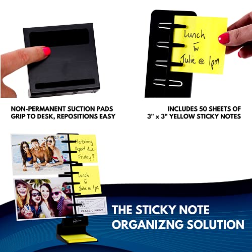 Note Tower Desktop Pro Document Holder - 2 Page Paper Holder, Easy Loading For Fast Typing, Displays Papers & Photos, Organizes Sticky Notes, Includes 50 Sheets 3"X3" Sticky Notes, Black #TOP5