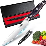 MOSFiATA Kitchen Utility Knife 5 Inch Chef Knife, High Carbon Stainless Steel Meat Fruit Vegetable Knife with Ergonomic Handle, Full Tang Sharp Cooking Knife with Sheath, Ideal Gift for Home Kitchen
