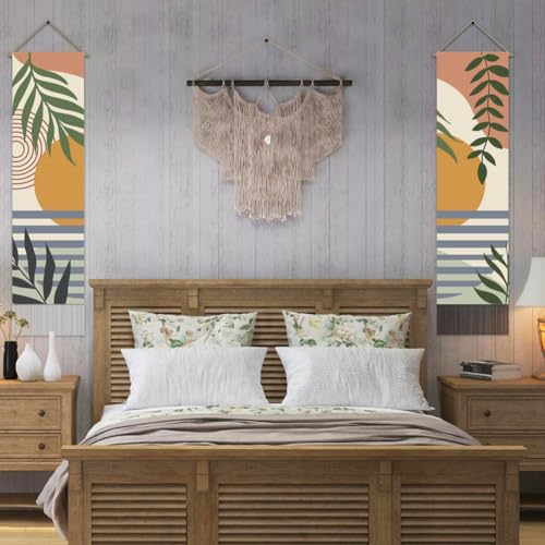 Tapisserie paysage pour cacher un mur abîmé et embellir la chambre