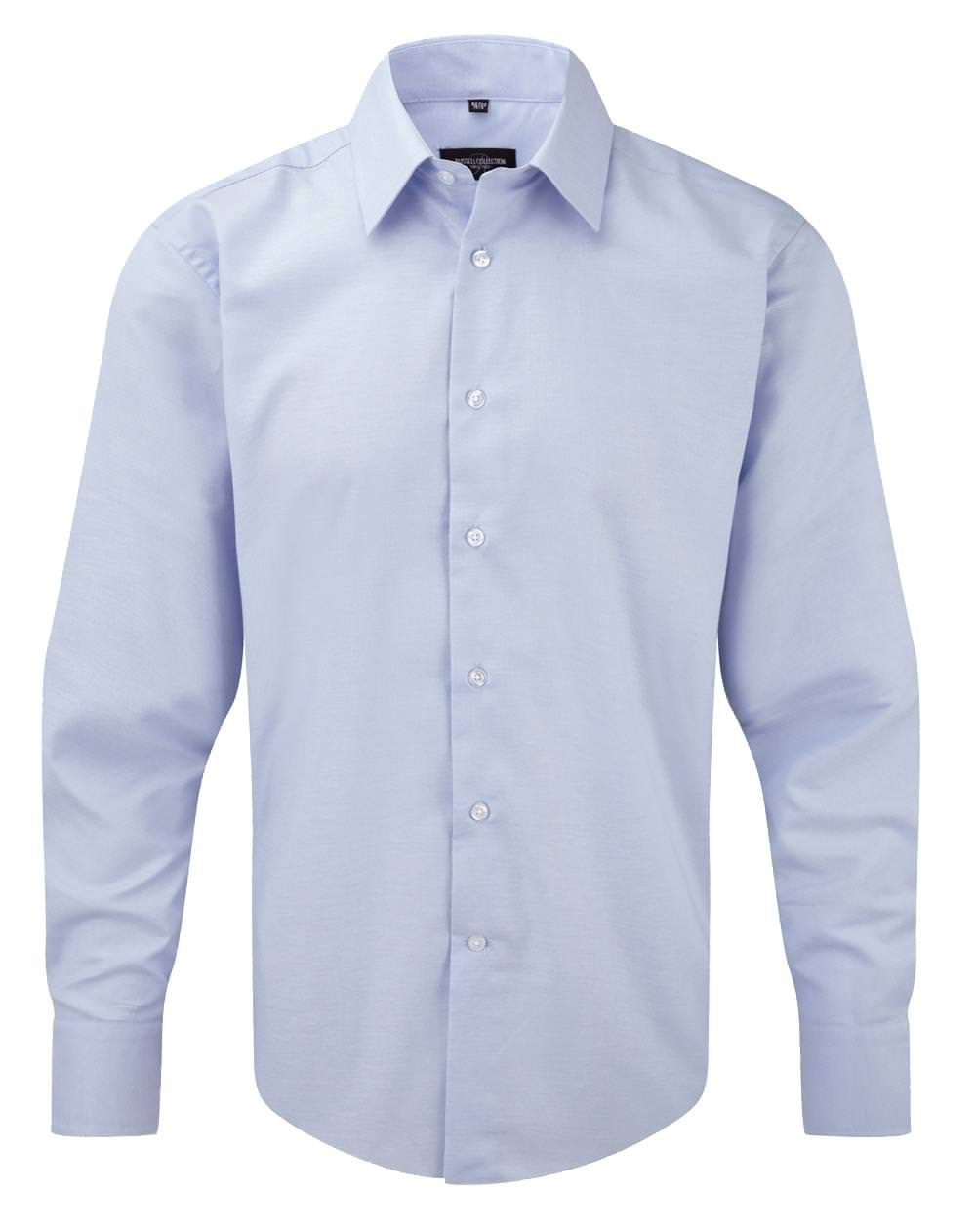 Russell Collection Long Sleeved Easycare Tailored Oxford Shirt - White - 17.0