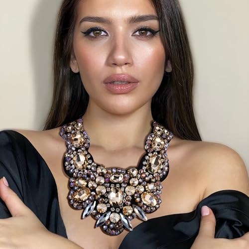 EVER FAITH Parure de bijoux pour femme avec collier et boucles d'oreilles en cristal - Motif fleurs et feuilles, cristal