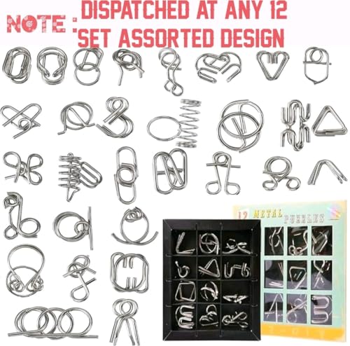 Image of Famous Quality Mind Challenging Game - Brain Teasers Metal Wire Puzzle - Best Toys for Gifts, Party Favors, Prizes, Disentanglement Puzzle Unlock Interlock - 12 Set-Assorted Easter Theme