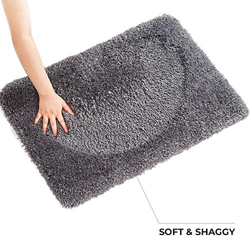 Bathroom Rugs Microfiber Plush Bath Mat Machine Washable, Slip Resistance Rubber and Absorbency Bath Rugs for Bathroom Floor, Door and Sink, Rectangular Floor Mat,Grey,32"x 20"