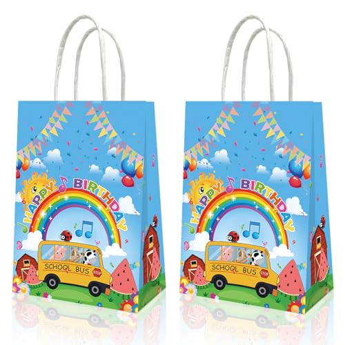 YOOUUQIAN 20PCS Cartoon Melon Birthday Party Supplies Kid Party Decorations School Busgift bags candy boxes Boys and Girls Candy Bags for Birthday Party