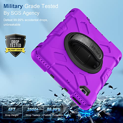 Supfives Case For Samsung Galaxy Tab A7 Lite 2021 (Sm-T220/T225) 8.7 Inch, Military Grade Protection Shockproof Case With Multi-Angle Viewing + Pen Holder + Hand &Shoulder Strap For Tab A7 Lite Purple #TOP1