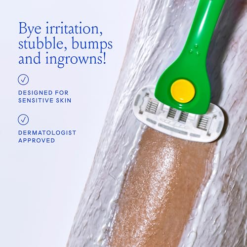 Image of Billie Razors for Women, Primary - 1 Handle, 2 Refills & Magnetic Holder | 5 blade womens razors for sensitive skin, Surrounded by aloe shave soap, Ergonomic handle, Pivoting head, Magnetic Holder