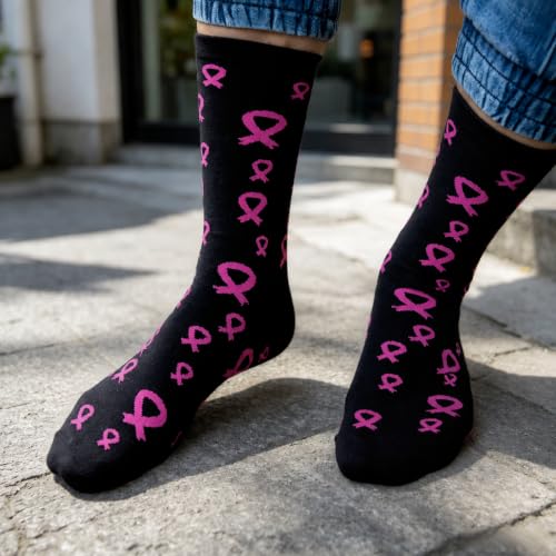 Image of Breast Cancer Awareness Socks for Men Youth Boys Pink Football Softball Soccer Softball Baseball Accessories Socks