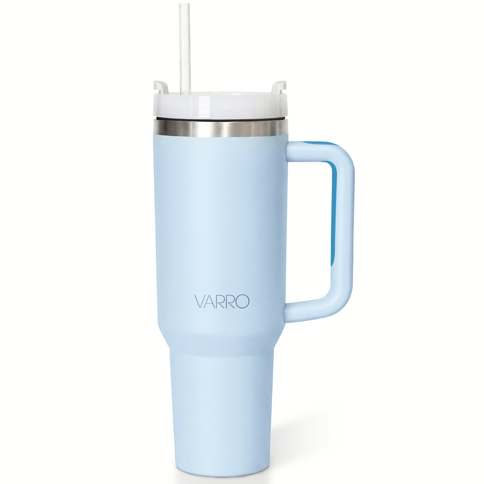 Varro 40oz Insulated Water Bottle with Handle & Straw – Stainless Steel, Large Capacity, Keeps Drinks Cold for Hours