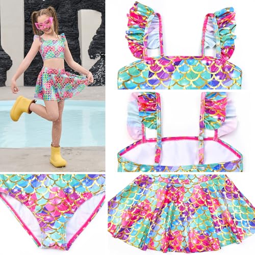 Image of CHILDRENSTAR Girls Tankini Swimsuit with Skirt 3 Pieces Bikini Bathing Suit
