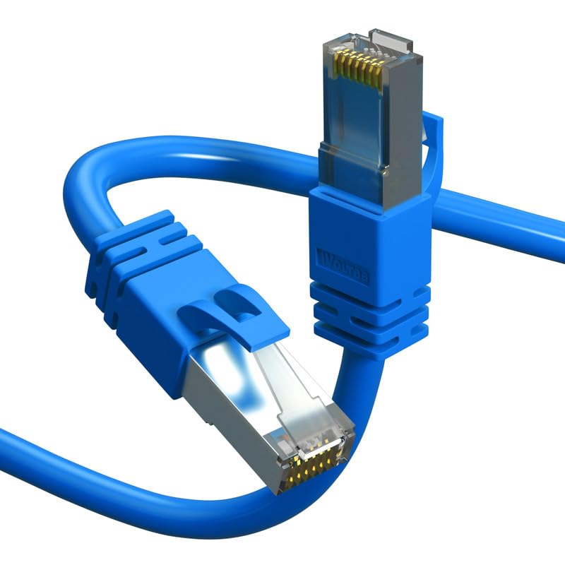 Image of iVoltaa Ethernet Cable CAT6A Cable Dual Shielded (SF /UTP), 100% Copper, Professional Series - 10 Gbps LAN Network /High Speed Internet Cable, 550MHZ, Blue - 0.5 feet (15 cm)