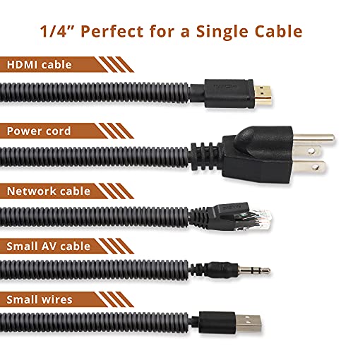 Image of 20FT 1 /4in Wire Loom Split Tubing Auto Wire Conduit Flexible Cover Black