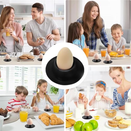 AEKZOX Eierbecher 4er Set, Moderne und bruchsichere Eierhalter,eierbecher schwarz (Schwarz) – Bild 7