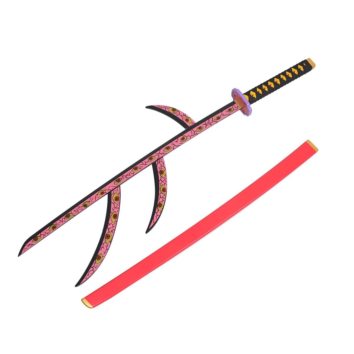 Trunkin 12 Years & More Katana For Cosplay Life Size Replica Wooden Toy Anime Accessory Toy Collectible | Wooden Sword (Kokushibo Nichirin)