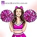 Canlierr 4 Pcs Cheerleading Pom Poms with Baton Handle and Cheerleader Hair Bows, 14 Inch Metallic Cheer Supplies for School Team Spirit Sports Dance Cheering(Rose Red)