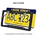 FBJTDQ Carbon Fiber License Plate Frames- Black Carbon Pattern Plastic Front & Rear Car Tag Holder Cover 2 Pack, for Men/Women, with Mount Hardware, Screws, Caps, Rattle Proof Pads, Handlebar Stickers