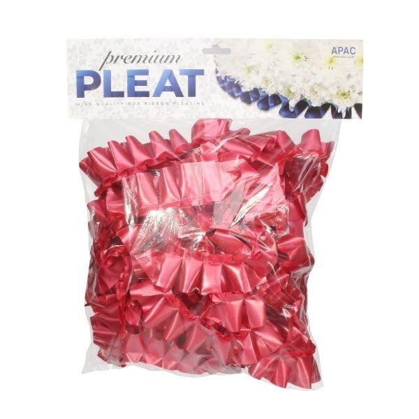 Easy Pleat Tribute Ribbon - Waterproof Poly Ribbon - Pre-Pleated Edging for Floral Tributes, Crafts & Decoration - 10m or 30m Length, 50mm Wide (Red, 50mm x 10m)