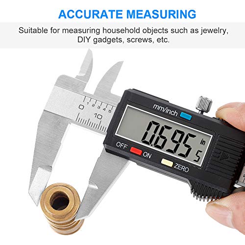 Digital Caliper 6 inch Vernier Caliper Digital Measuring Tool Stainless Steel Caliper Tool Inch/Metric Conversion Large LCD Screen Auto-off Feature