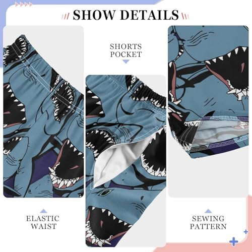 Angry Shark Boys Long Pants Soft Trousers Elastic Waist Kids Lounge Bottoms with Pockets S-XL4